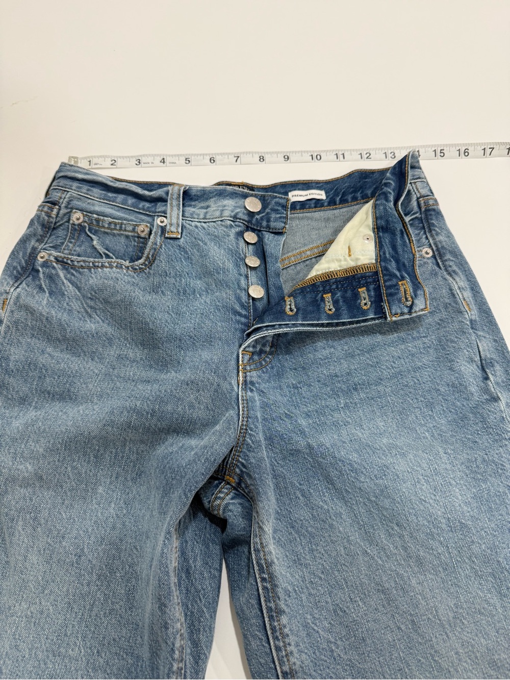 J. Crew Premium Edition High Rise Straight Leg Jeans Button Fly Size 27 - Picture 6 of 9